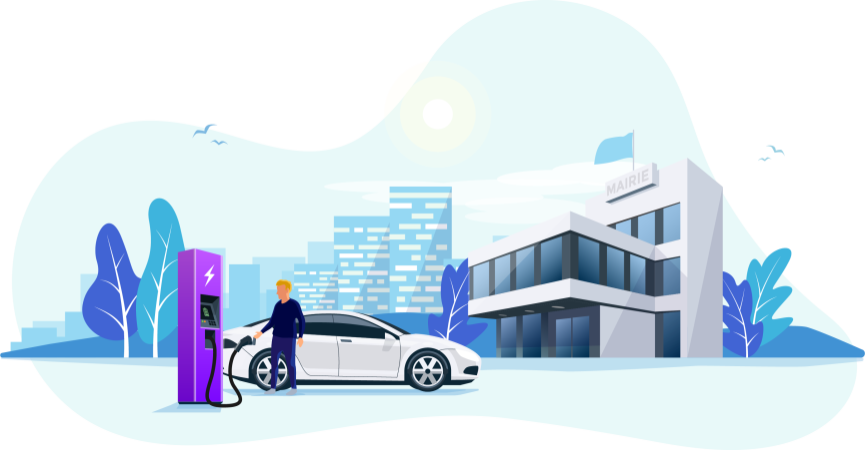 Borne de charge pour véhicules électriques en collectivité